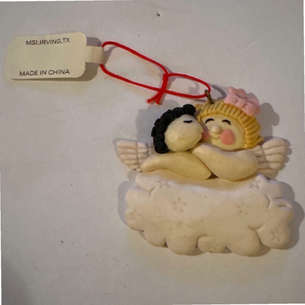MSI Angel Cloud Ornament  White Like New Clay Dough Cherub Friends